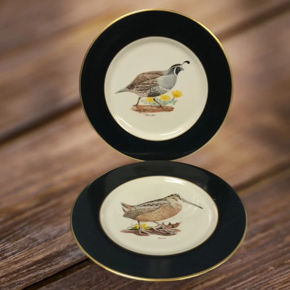 Interface American Manor China California Quail & Woodcock 11” plates‎ made USA